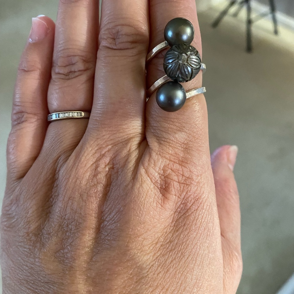 3 Tahitian Pearl ring on Sterling Silver